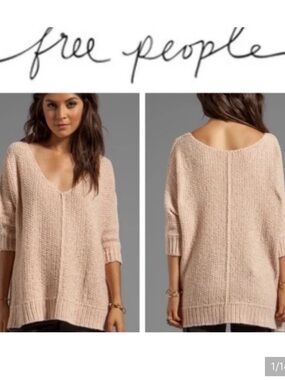 Free People Cozy Cat Pullover Sweater - Blush Pink Size S